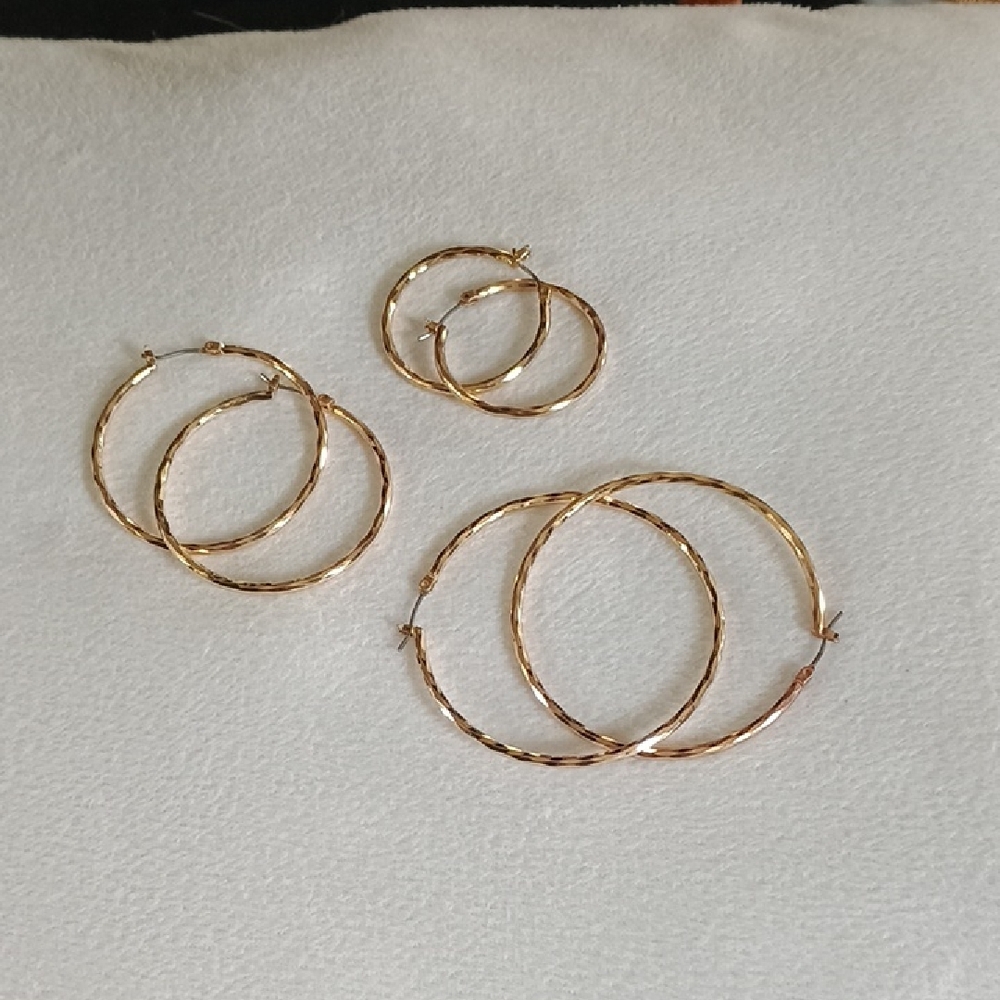 Gold Twisted Hoop Earrings - Women Jewelry